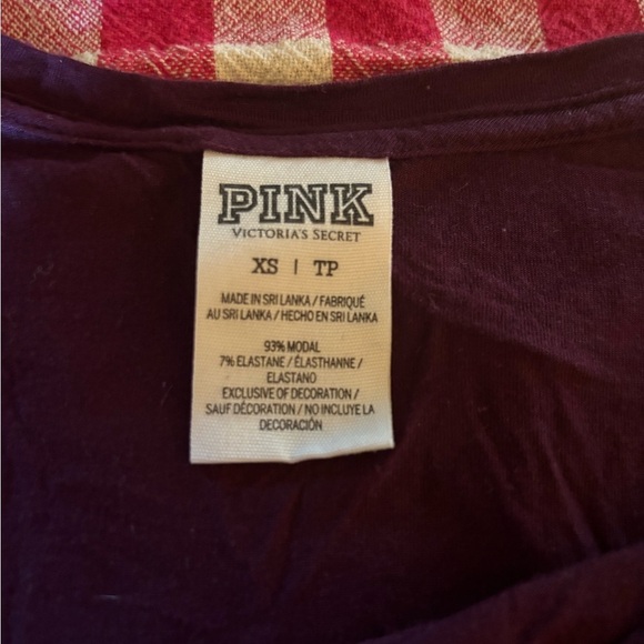 VICTORIAS SECRET PINK BURGUNDY LONG SLEEVE (3 FOR 25 BUNDLE) - Picture 2 of 2